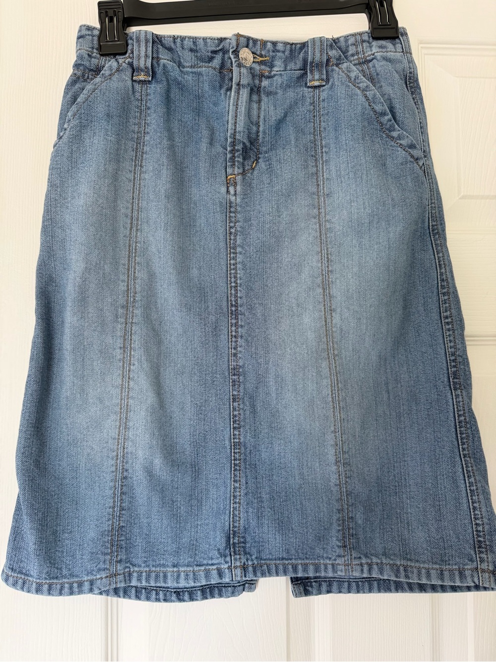 BCBGMaxAzria Light Blue Denim Midi Skirt